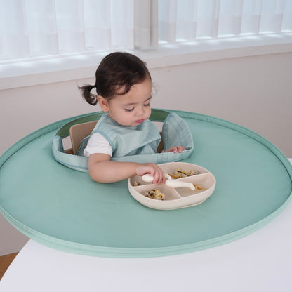 BABY BIB & TRAY SET｜ Mint Check