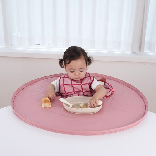 BABY BIB & TRAY SET｜Berry Gingham